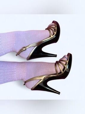 Miu Miu vintage y2k Metallic gold strappy Slingback High Heel Sandals